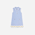 Blue Daisy Trim Pointelle Knitted Dress