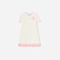 Cream Knit Flower Hem Mini Dress