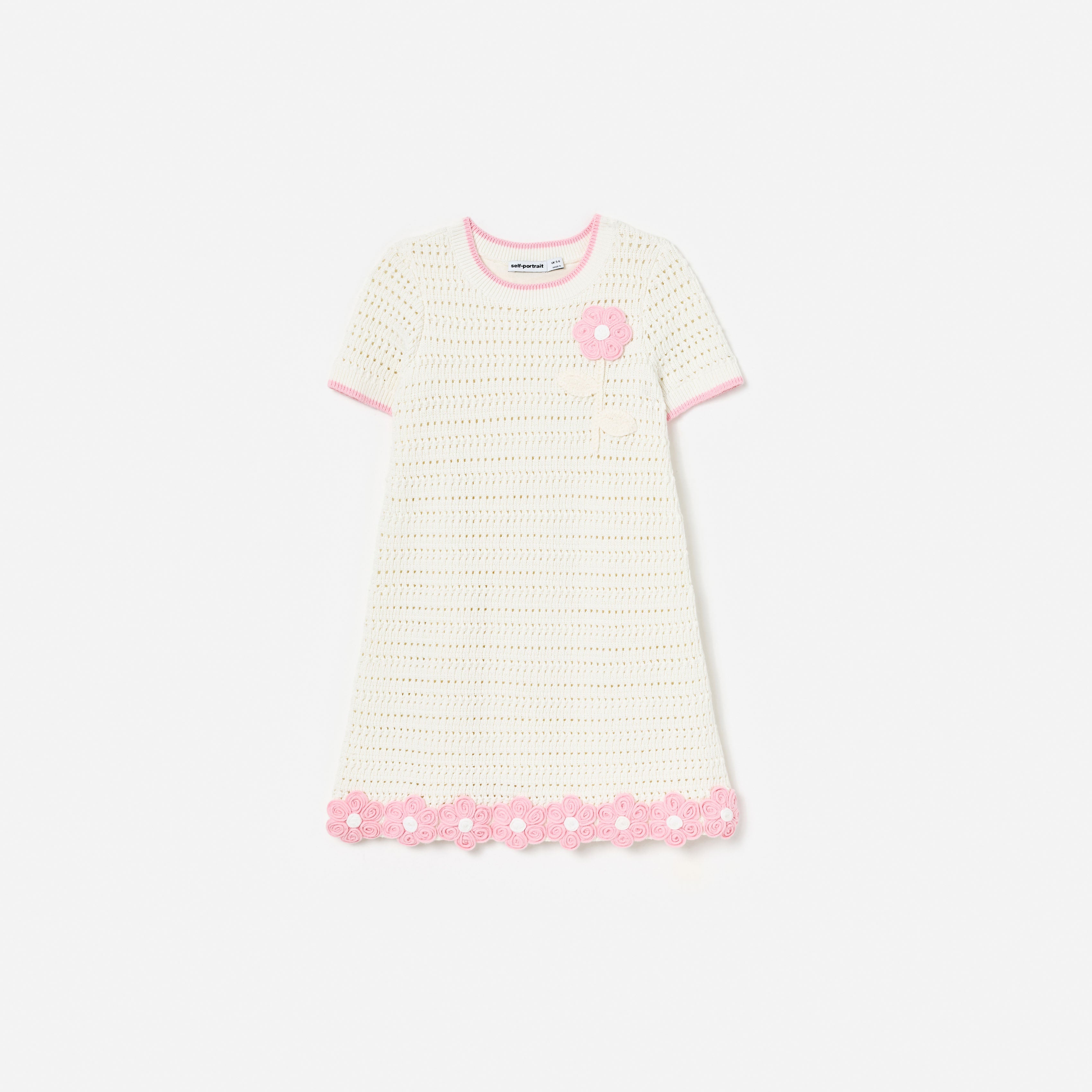 Cream Knit Flower Hem Mini Dress