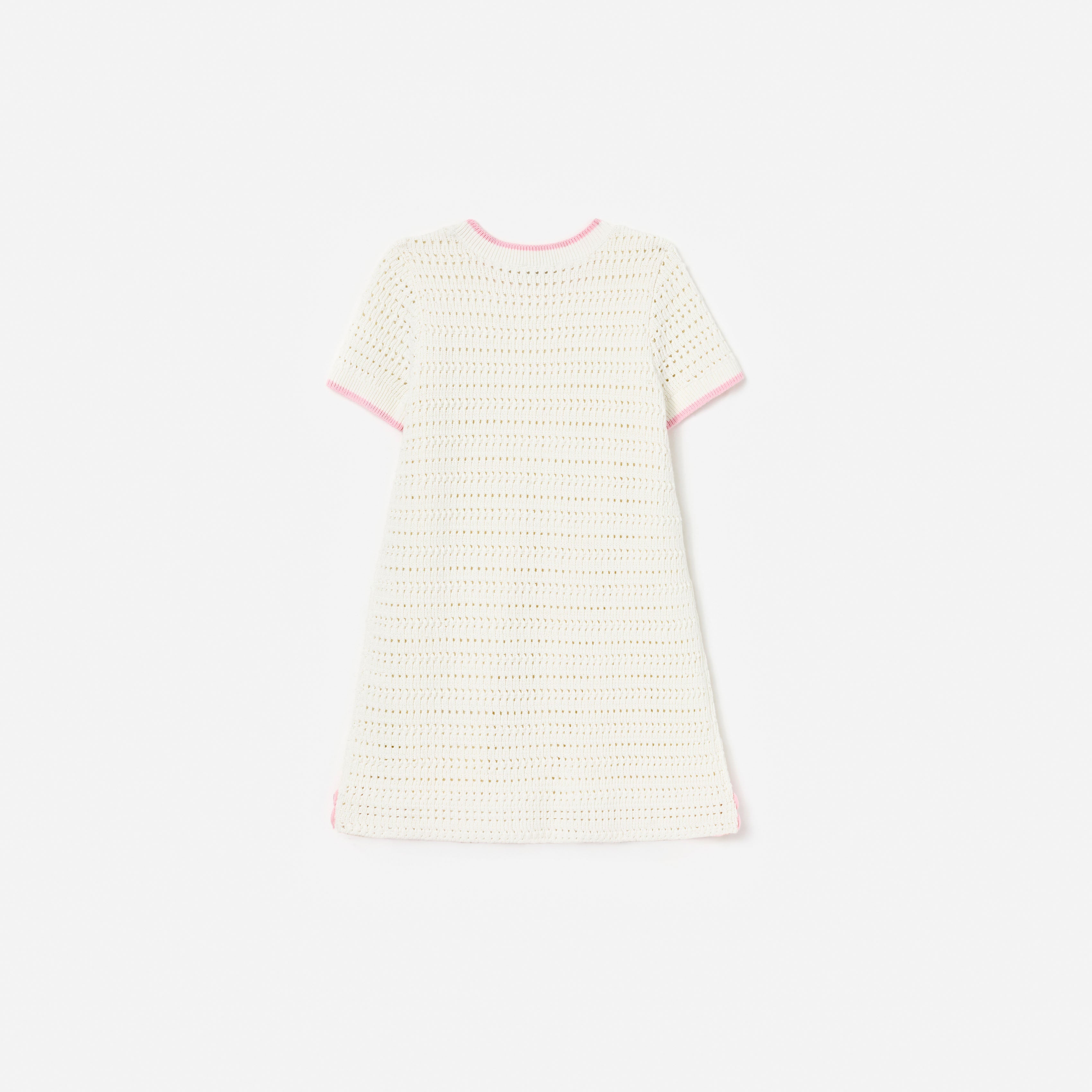 Cream Knit Flower Hem Mini Dress