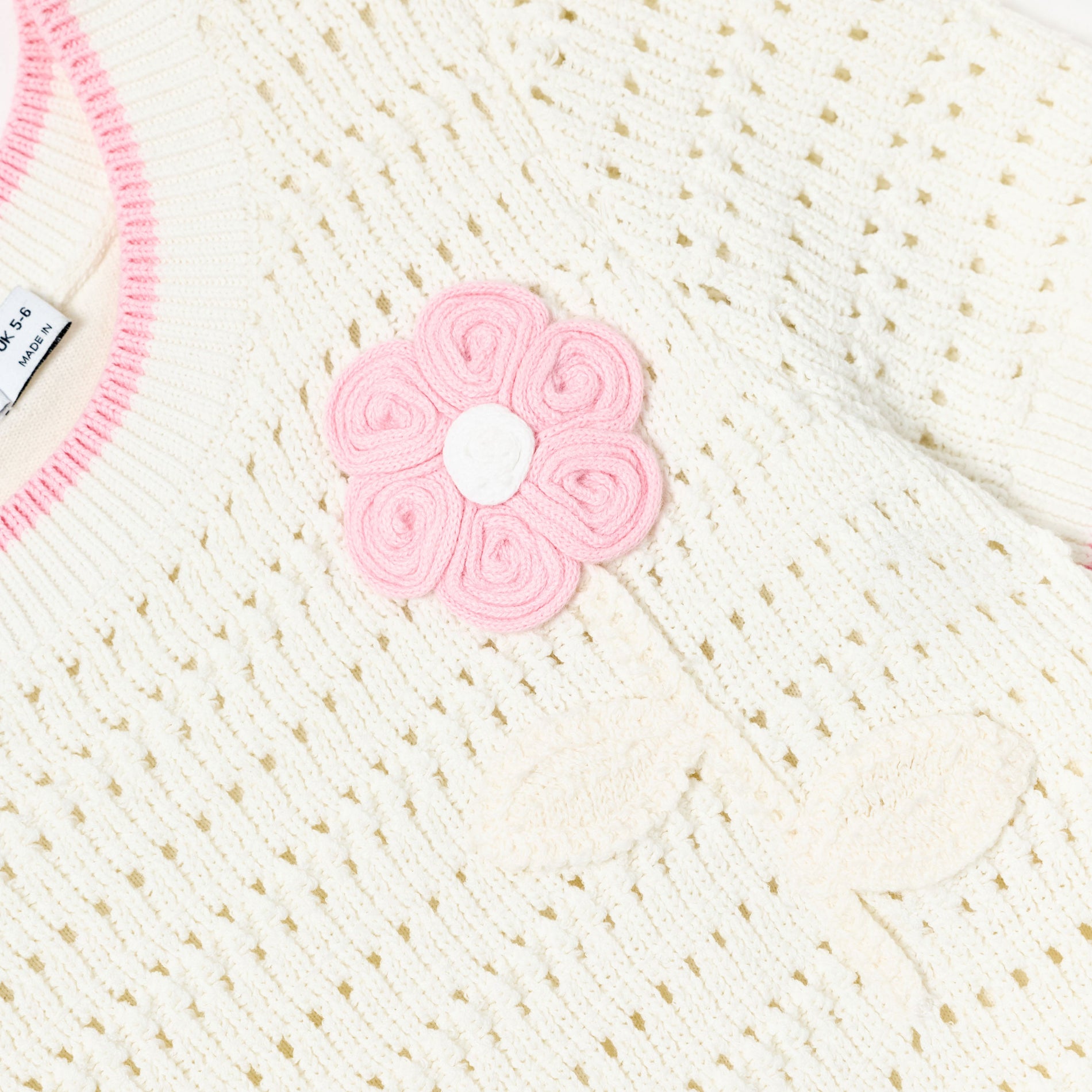 Cream Knit Flower Hem Mini Dress