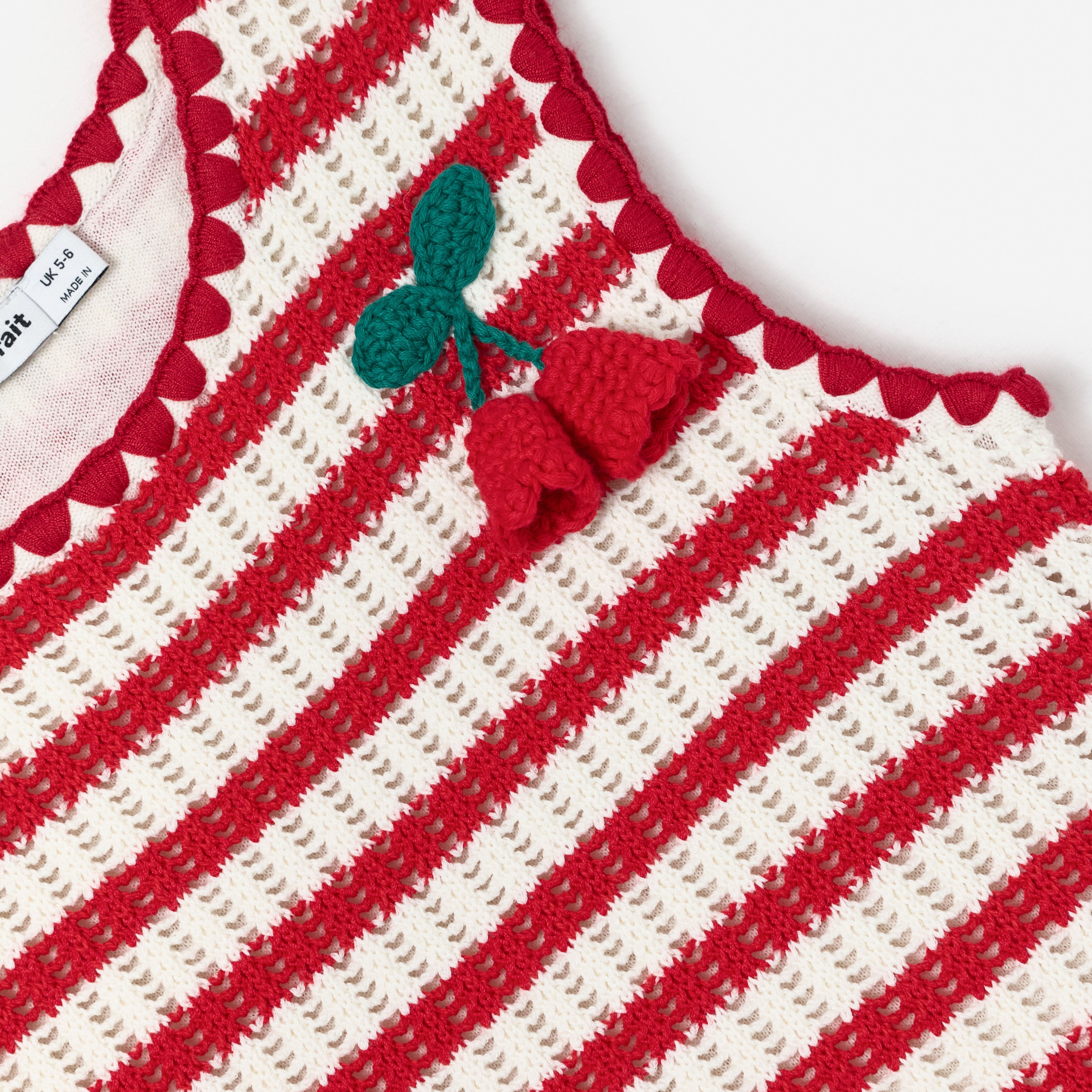 Red Striped Crochet Floaty Dress