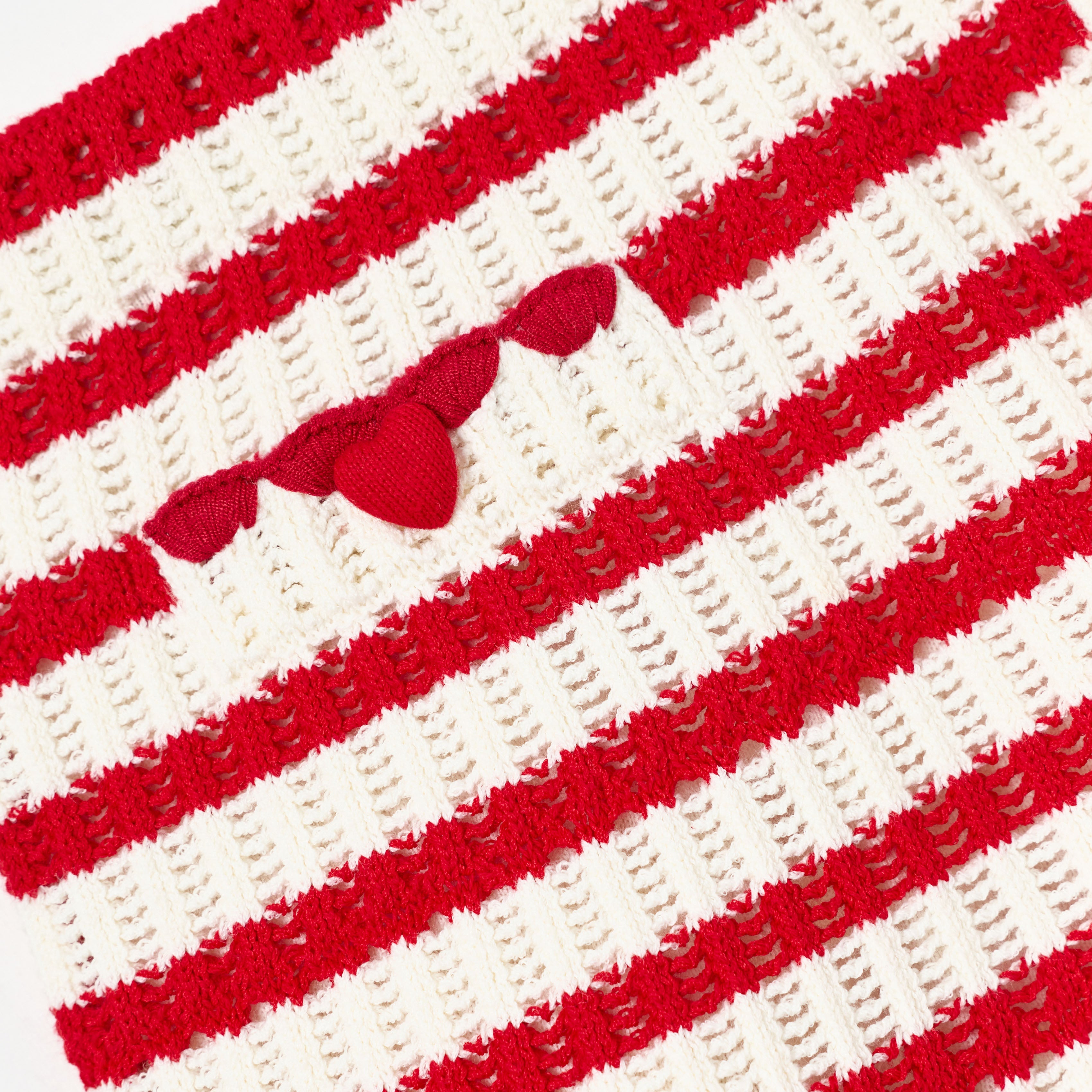 Cream And Red Stripe Knitted Skirt