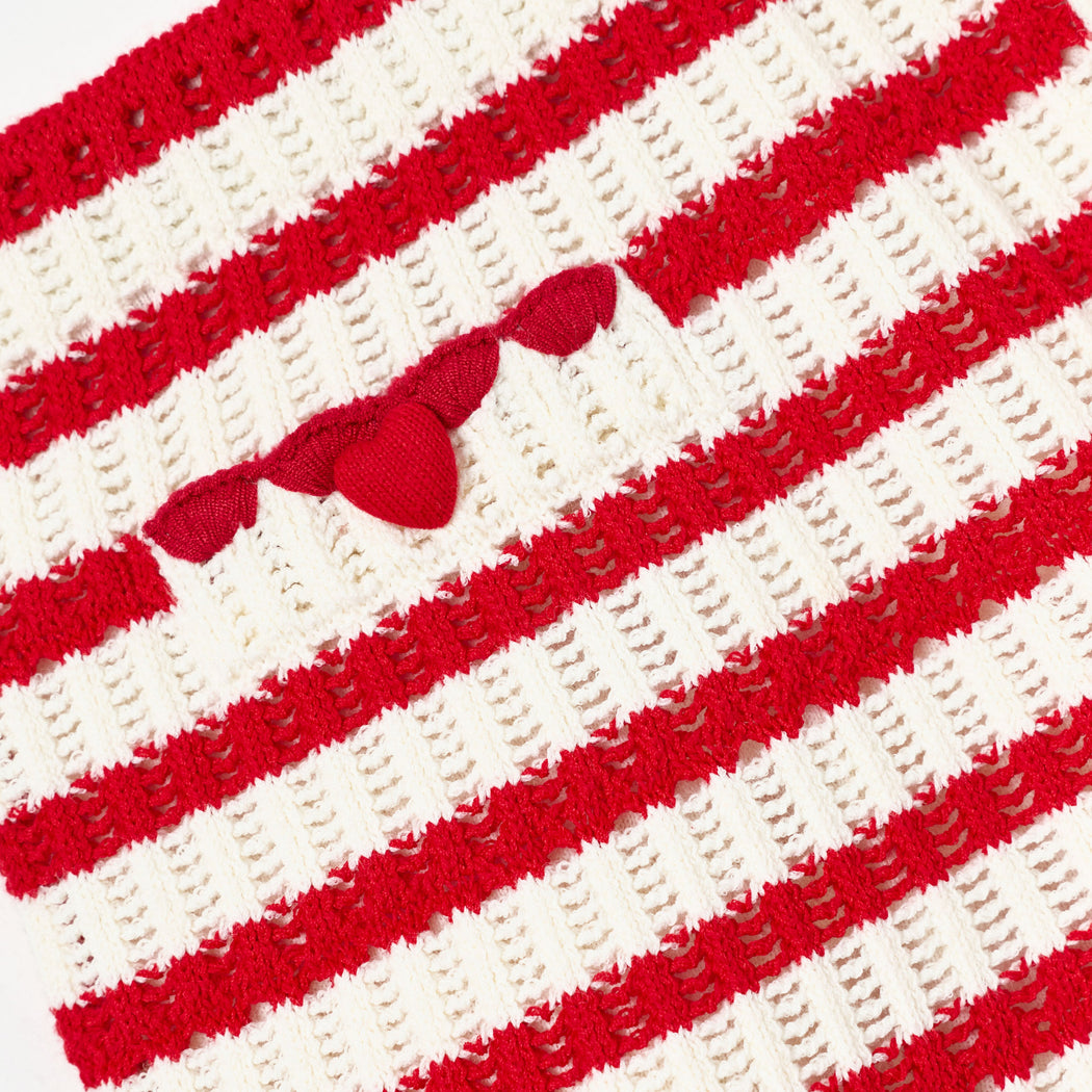 Cream And Red Stripe Knitted Skirt