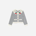 Cream And Navy Striped Knitted Cardigan
