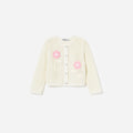 Cream Flower Knitted Cardigan