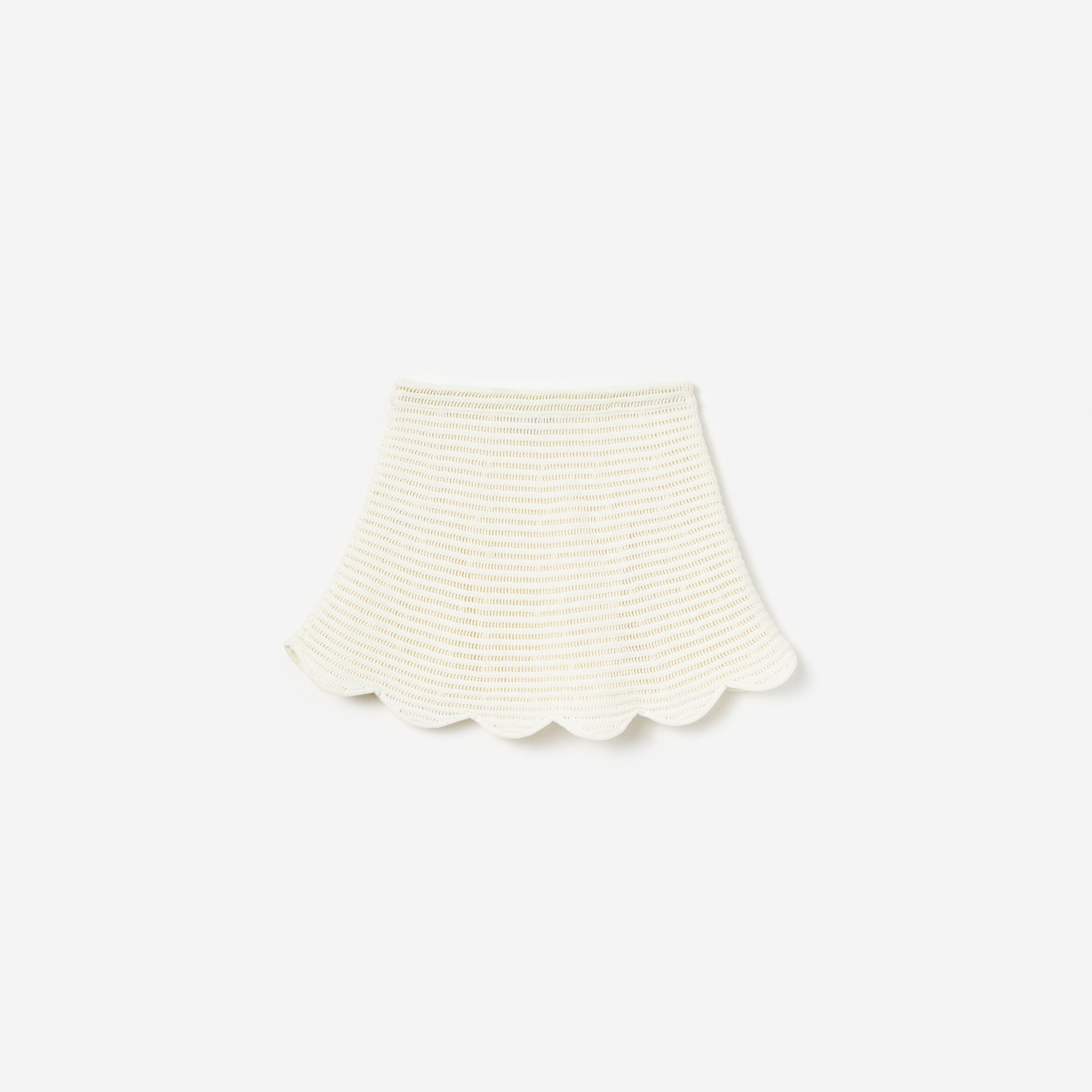 Cream Flower Knitted Skirt