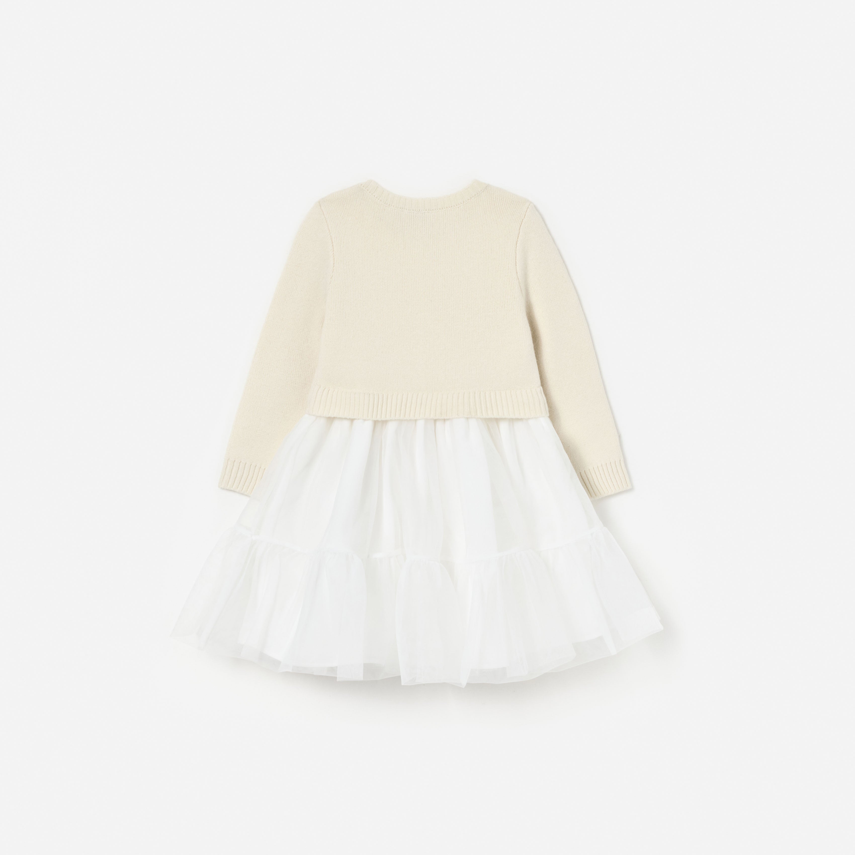 Cream Tulle Knit Dress