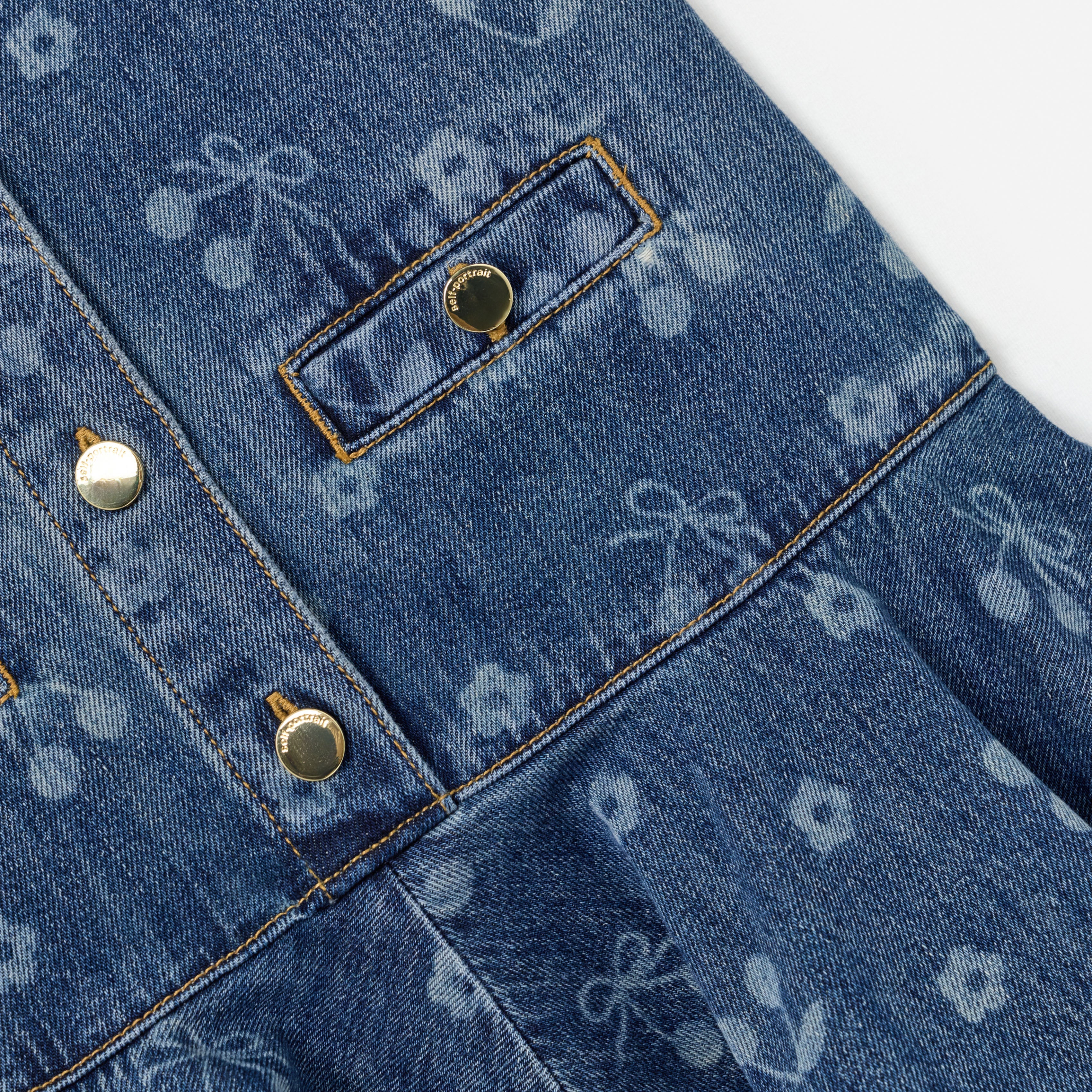 Denim Bow Printed Dress