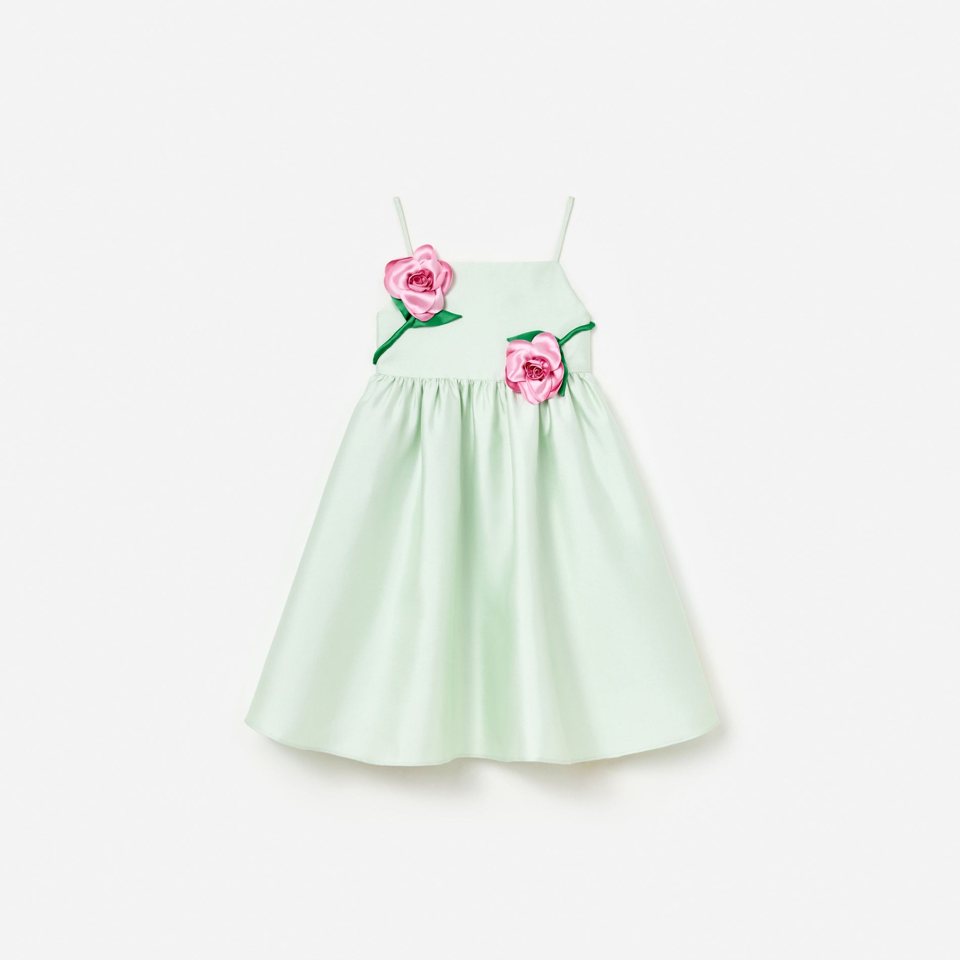 Mint Taffeta 3D Flower Dress