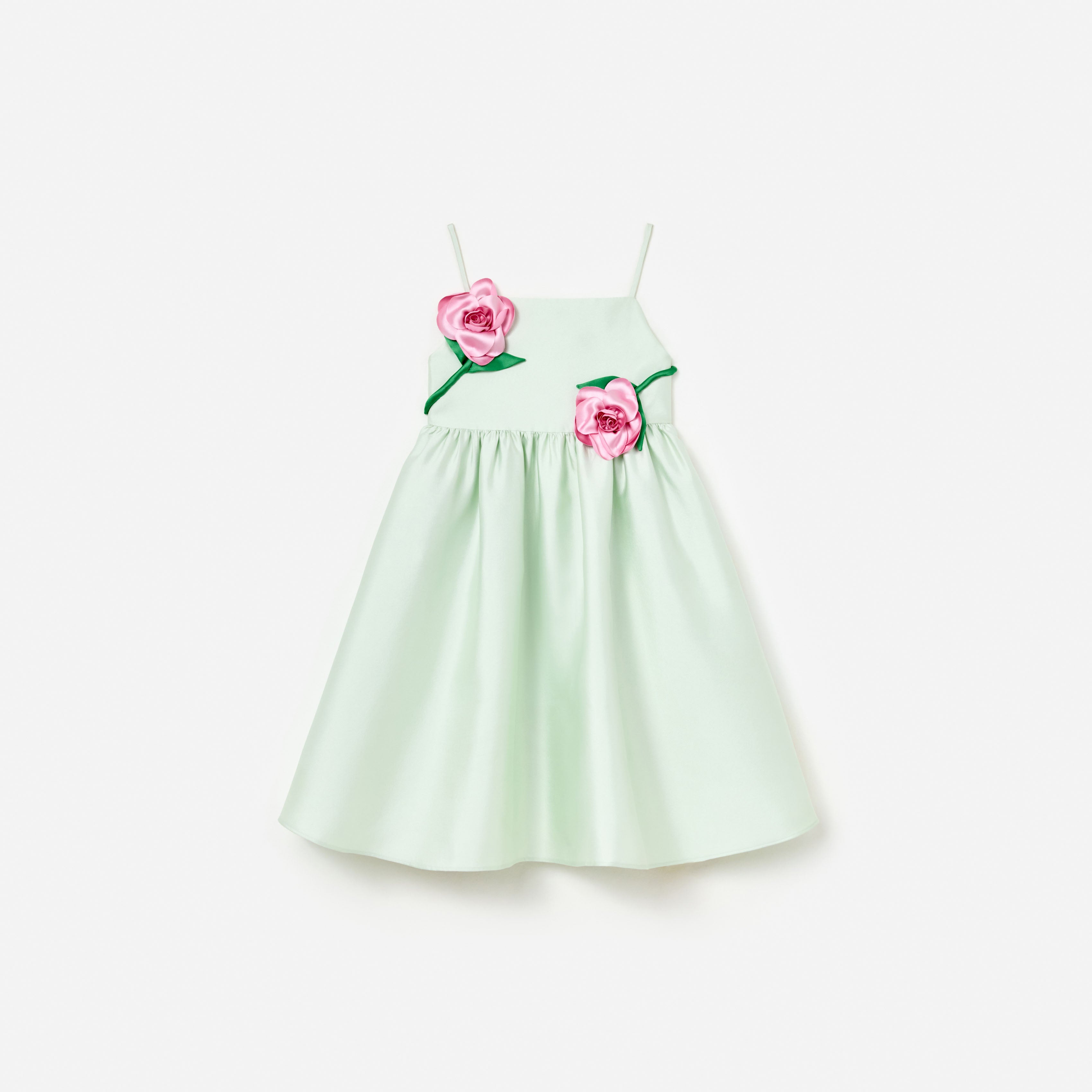 Mint Taffeta 3D Flower Dress