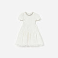 White Lace Pearl Trim Dress
