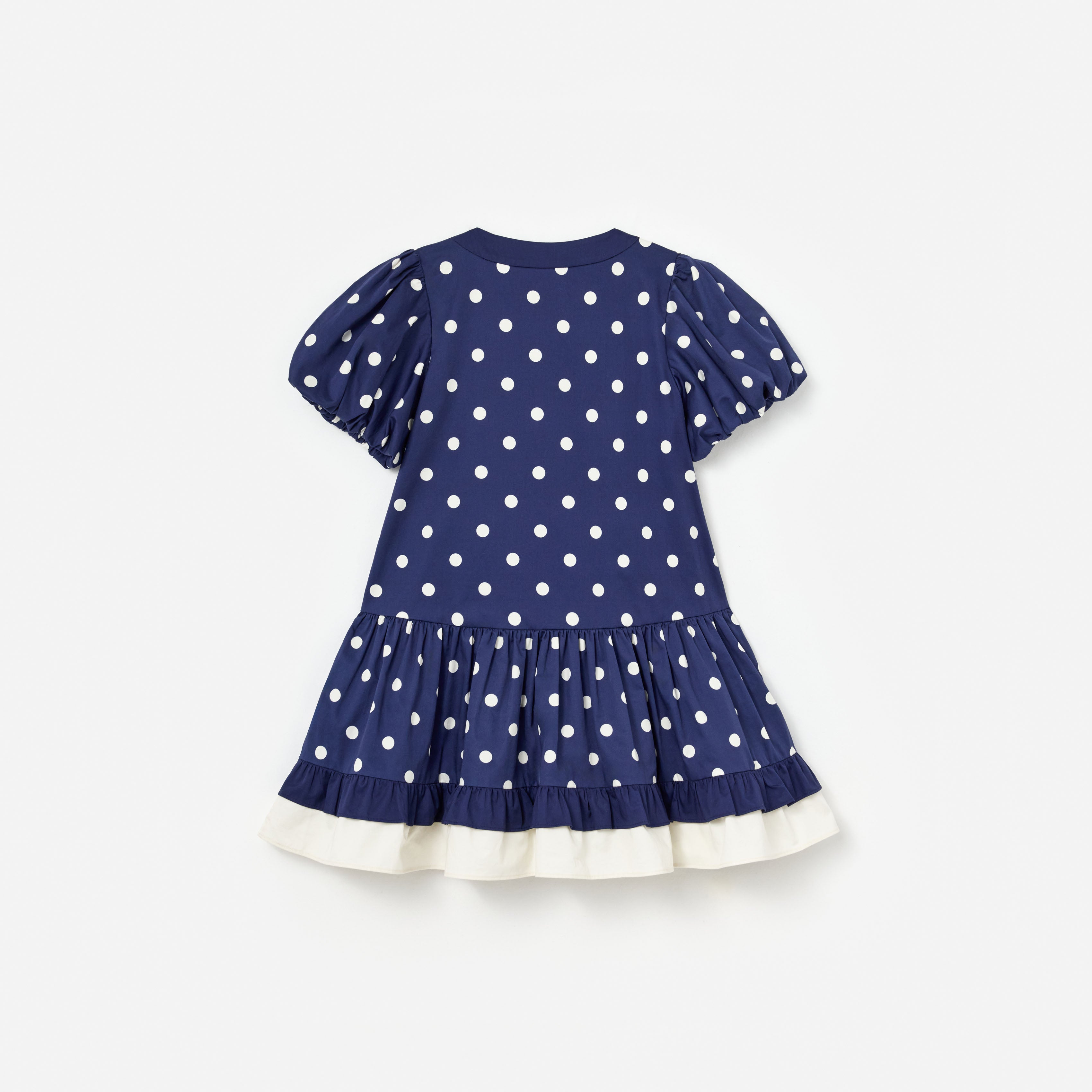 Navy Polka Dot Cotton Printed Dress