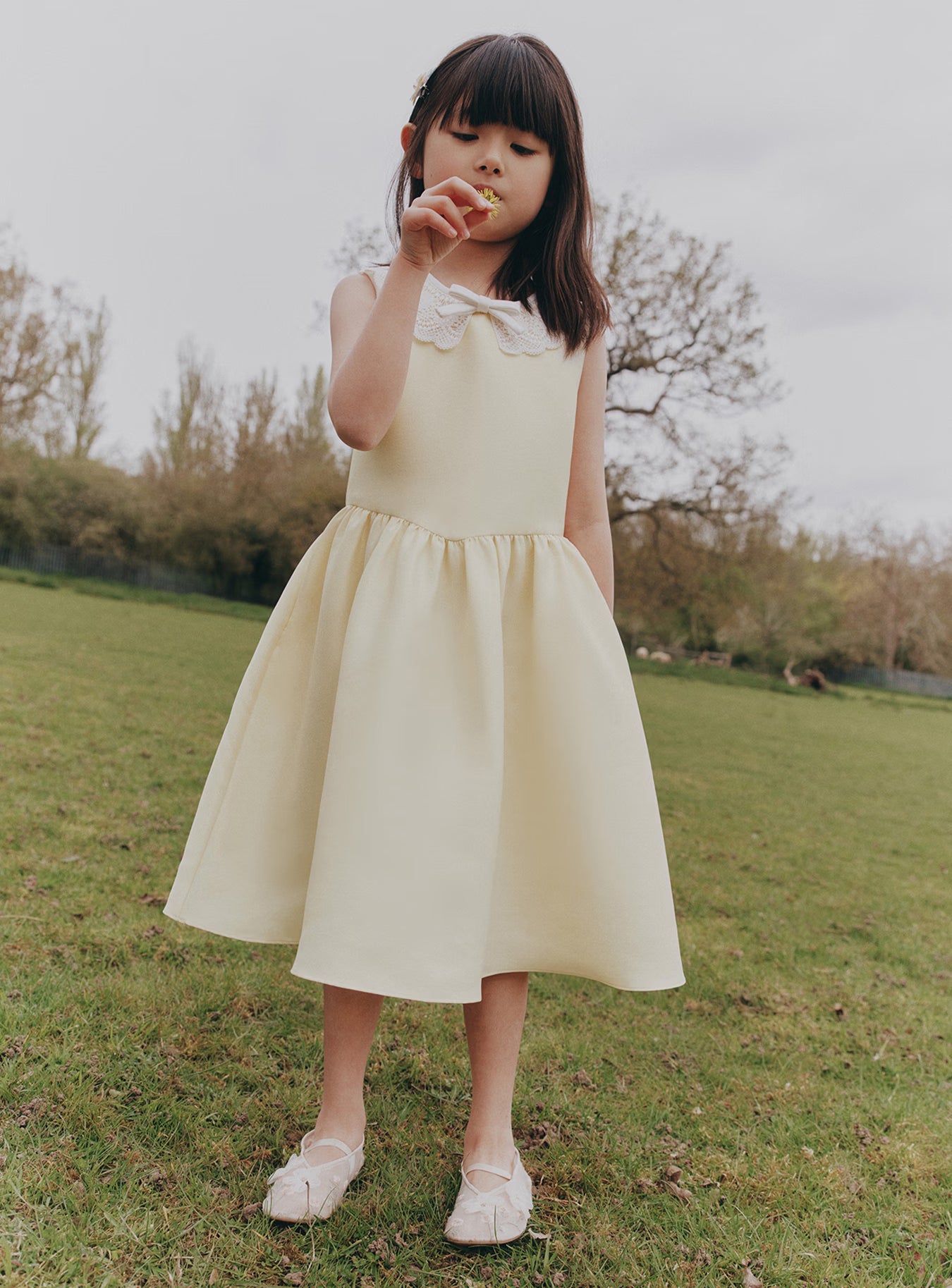 Yellow Taffeta Lace Dress