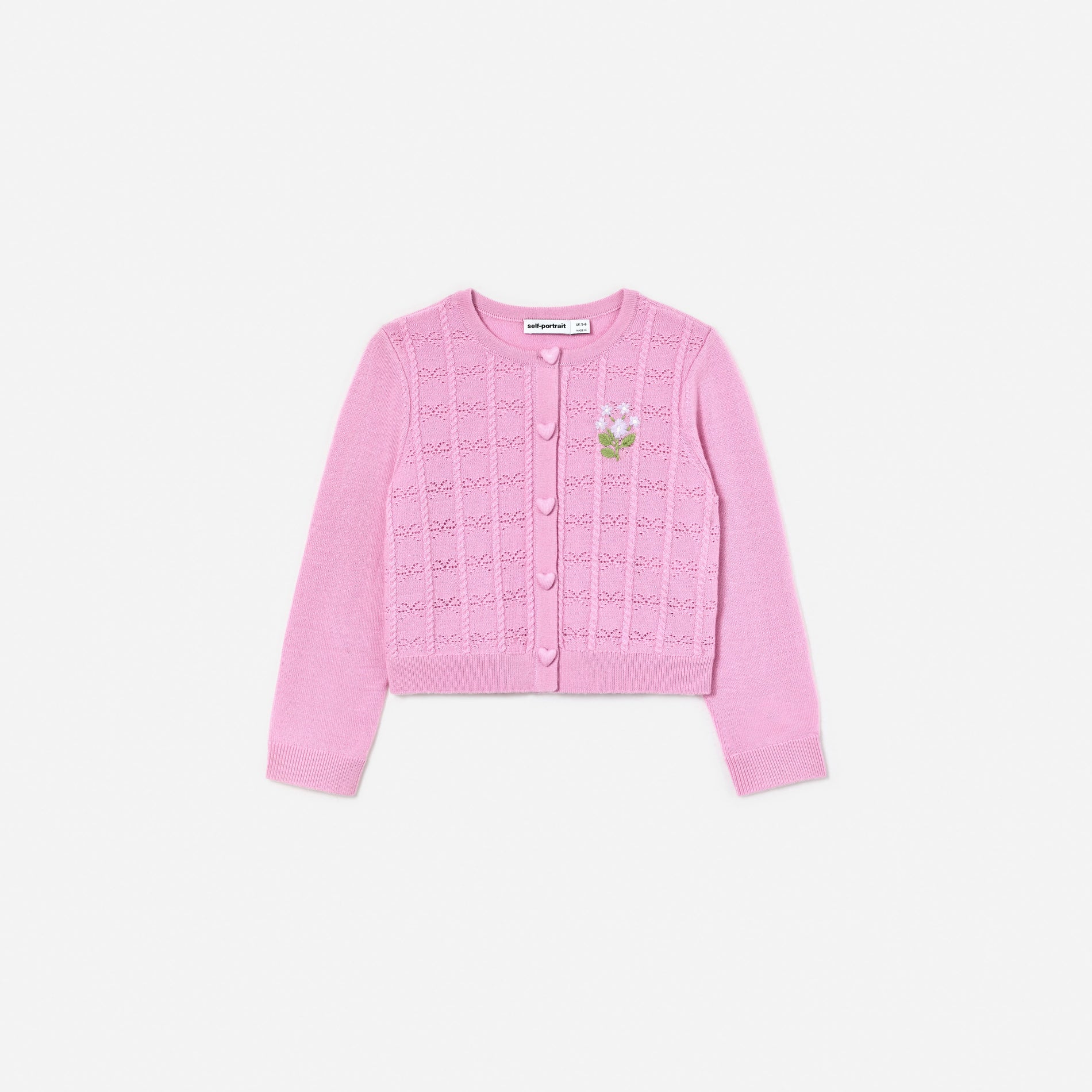 Pink Bow Pointelle Knit Cardigan