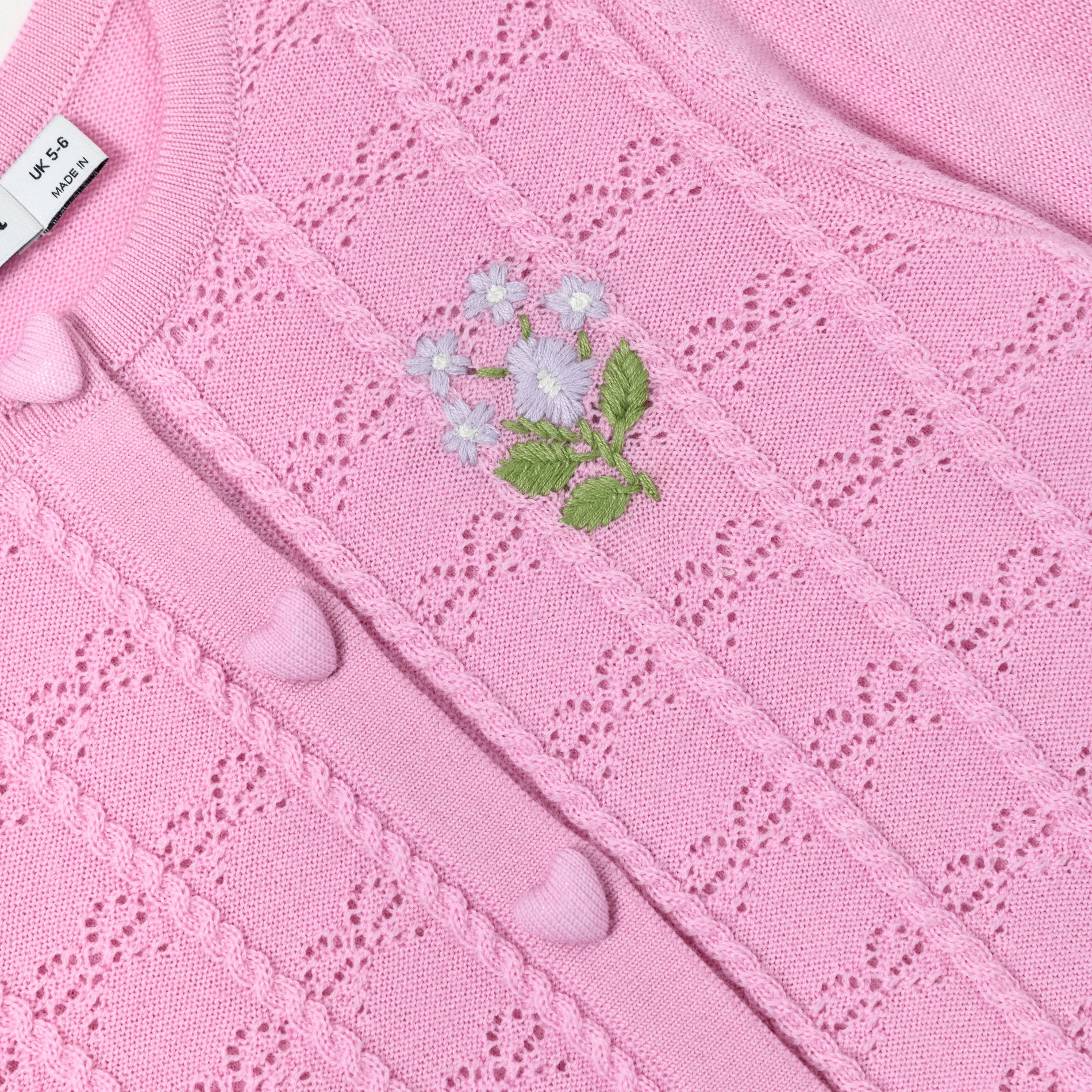 Pink Bow Pointelle Knit Cardigan