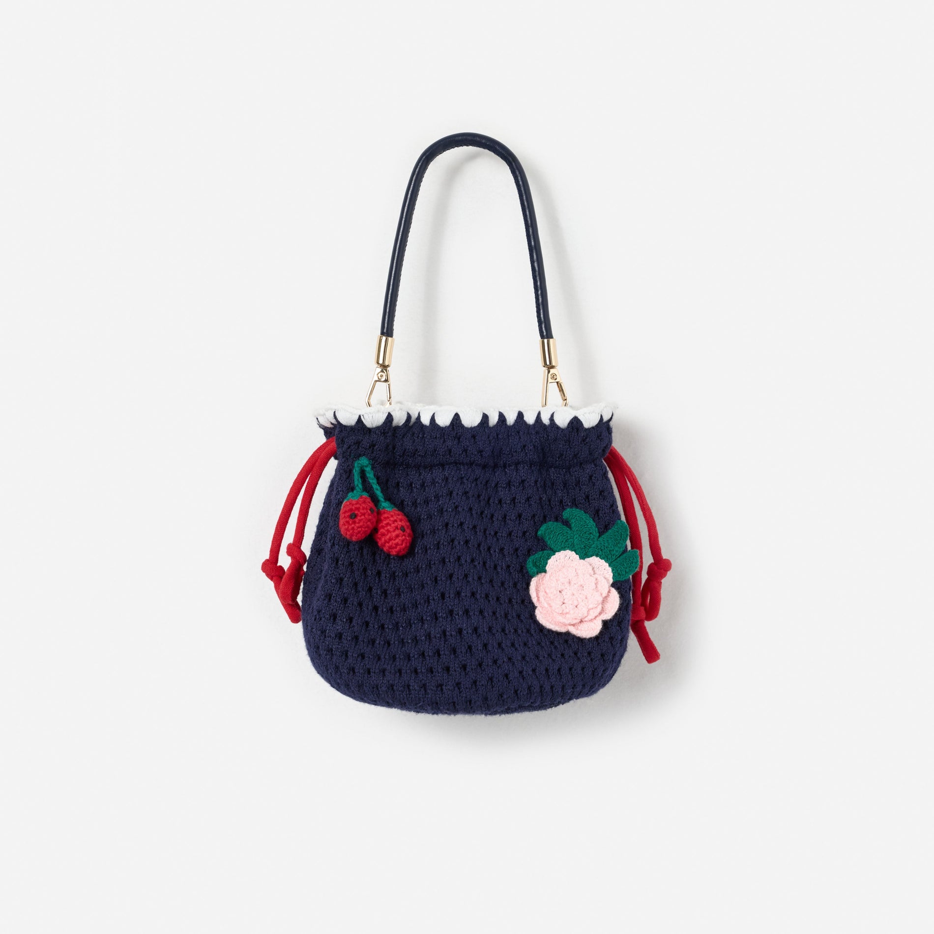 Navy Crochet Pouch Bag