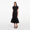 Black Tulle Lace Midi Dress