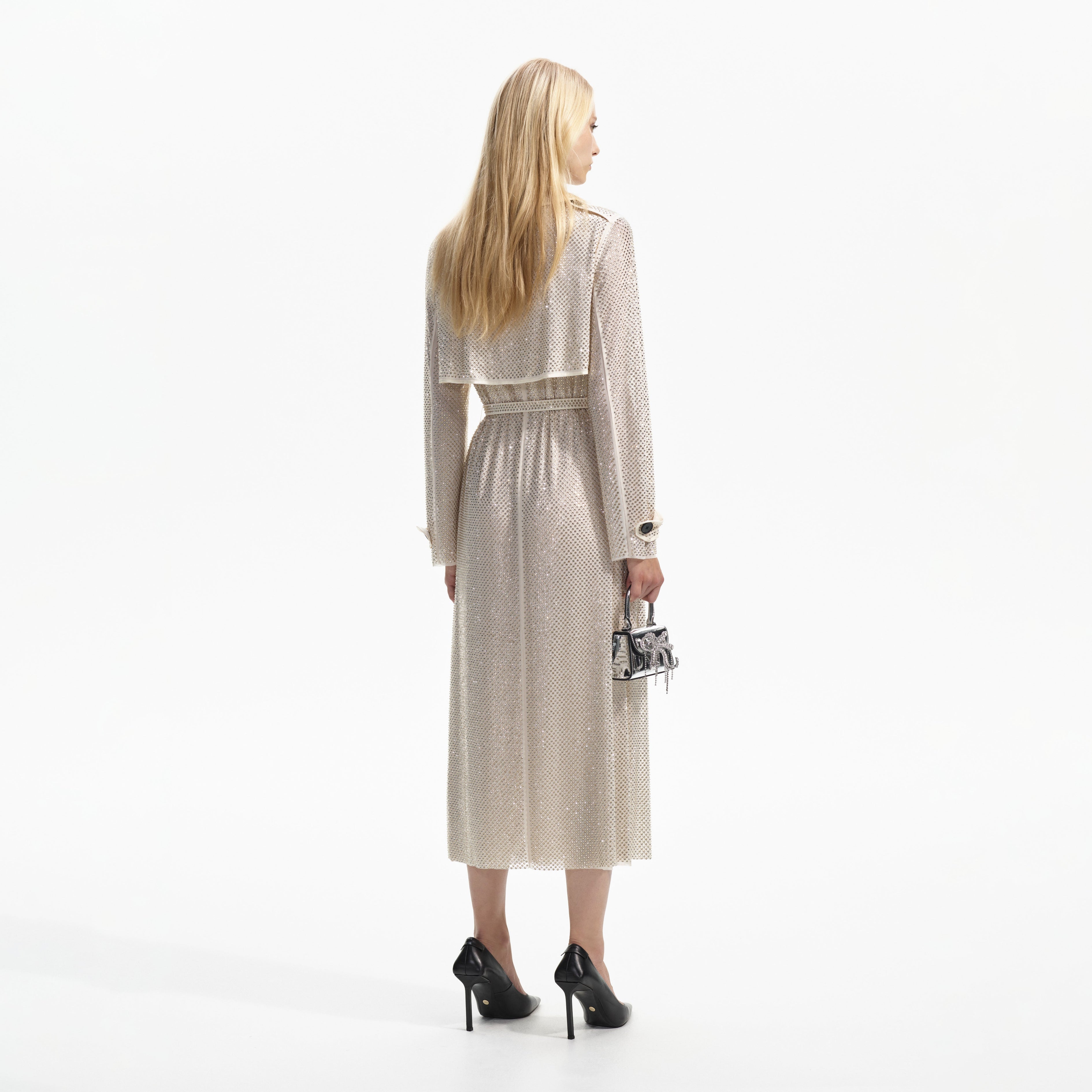 Cream Rhinestone Trench