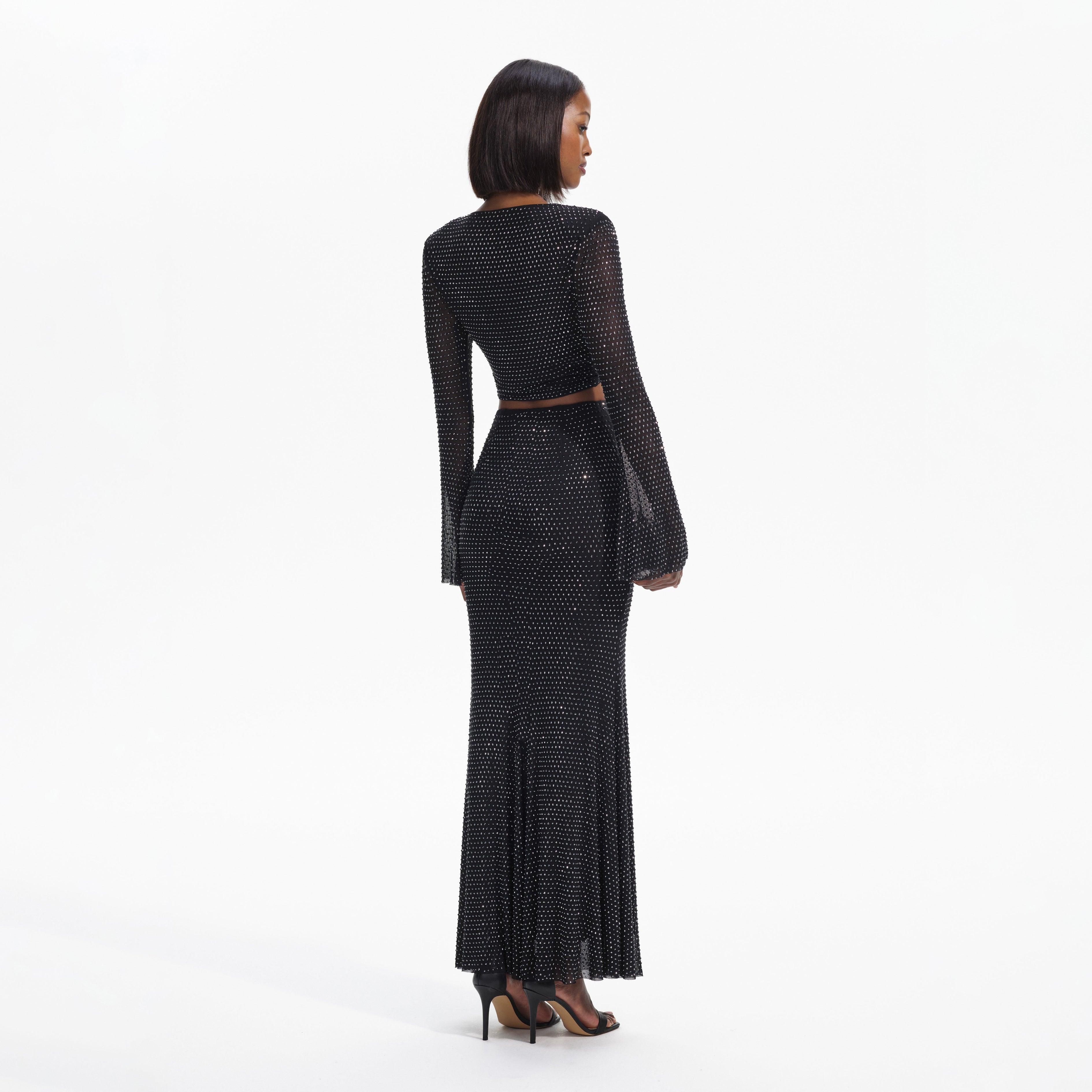 Black Rhinestone Maxi Skirt