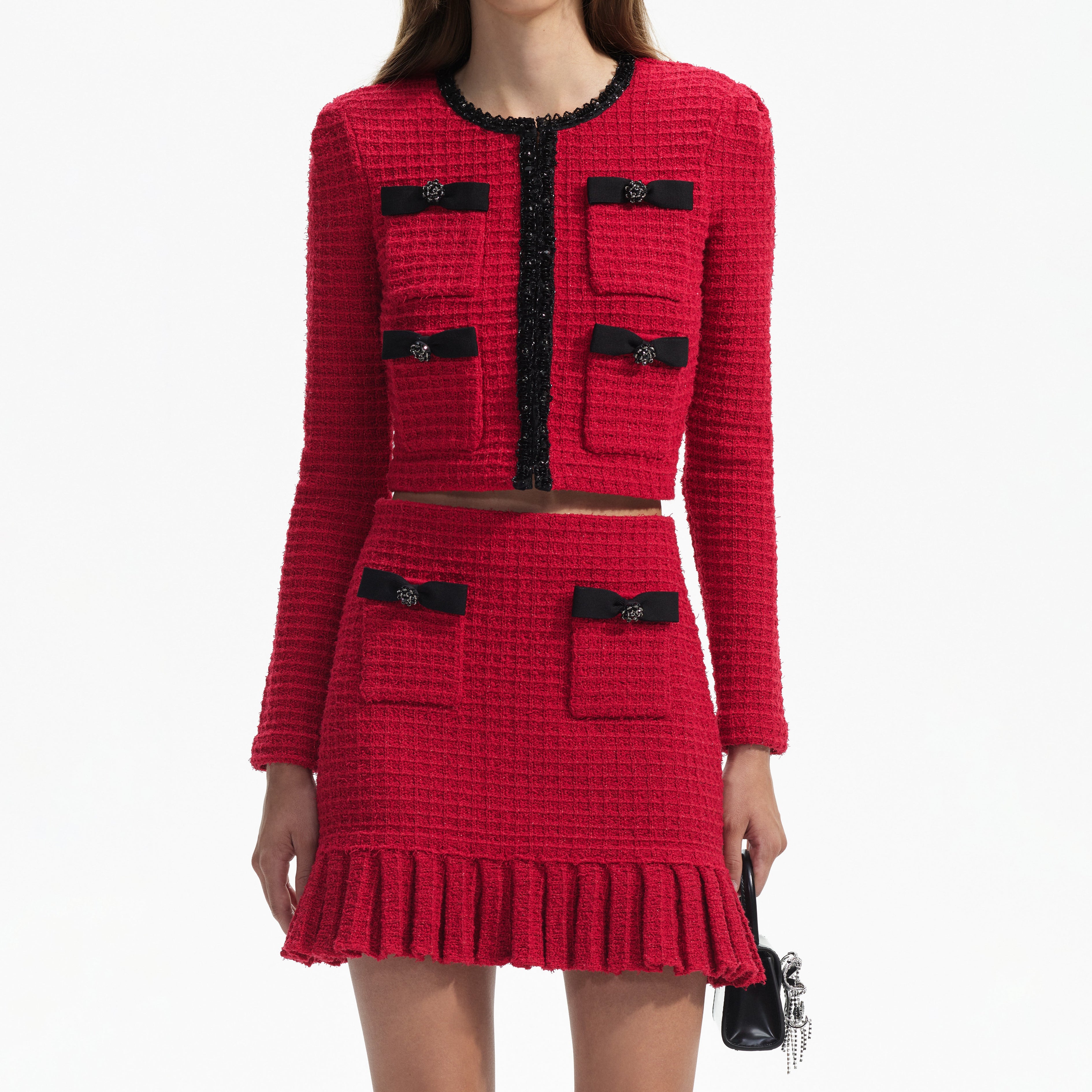 Red Knit Mini Skirt
