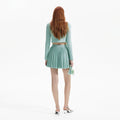 Mint Sequin Pleated Knit Skirt