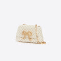 Cream Woven Leather Bag