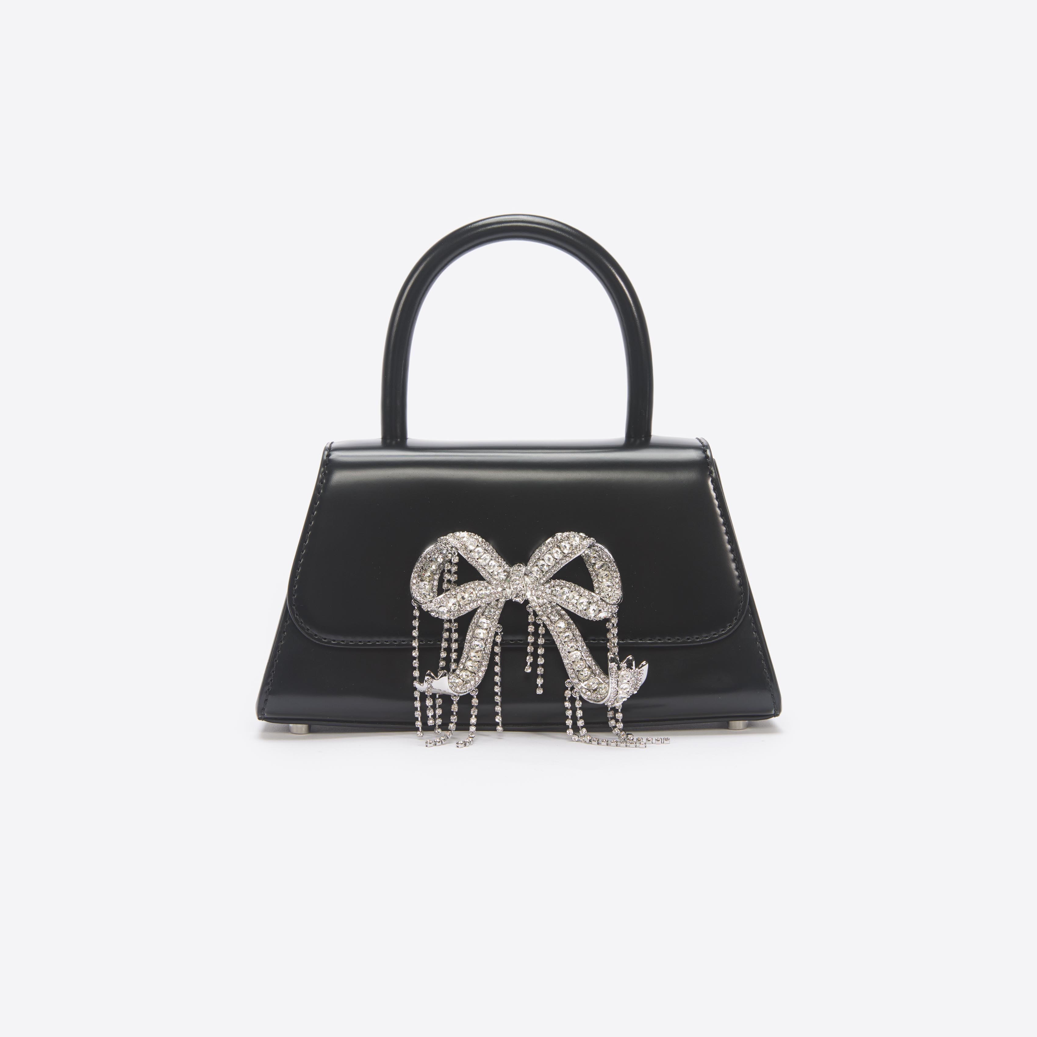 Black Leather Mini Bow Bag