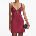 Burgundy Satin Strappy Mini Dress