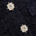 Navy Metallic Structured Boucle Midi Dress