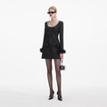 Black Textured Metallic Mini Dress