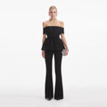 Black Crepe Off Shoulder Jumpsuit