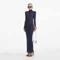 Navy Viscose Knit Maxi Dress