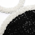 Black Boucle Pearl Trim Mini Dress