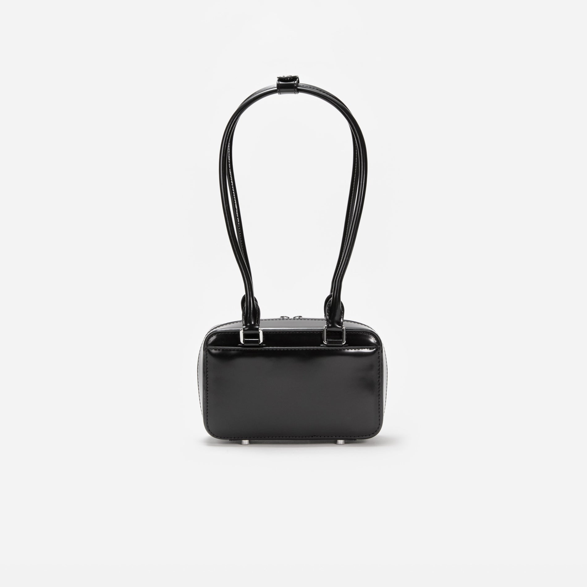 Back view of a woman wearing the Black Leather Shoulder Bag