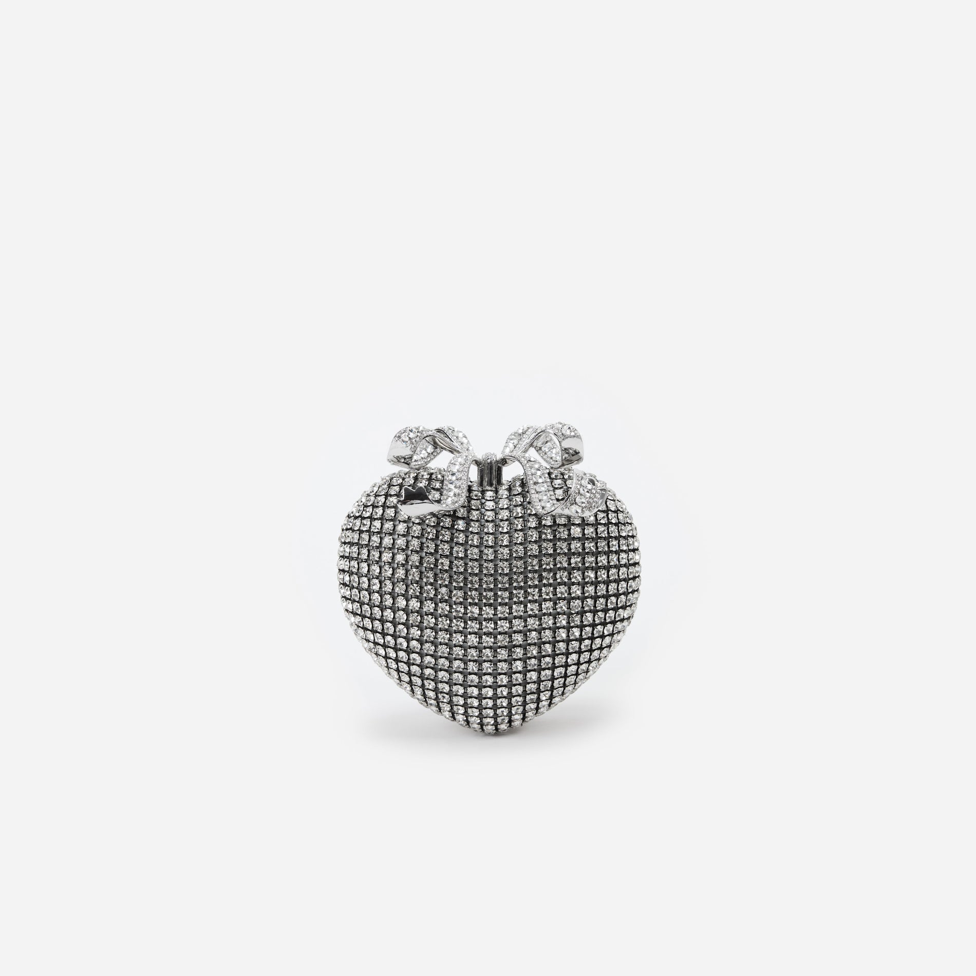Silver Crystal Heart Clutch