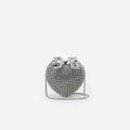 Silver Crystal Heart Clutch