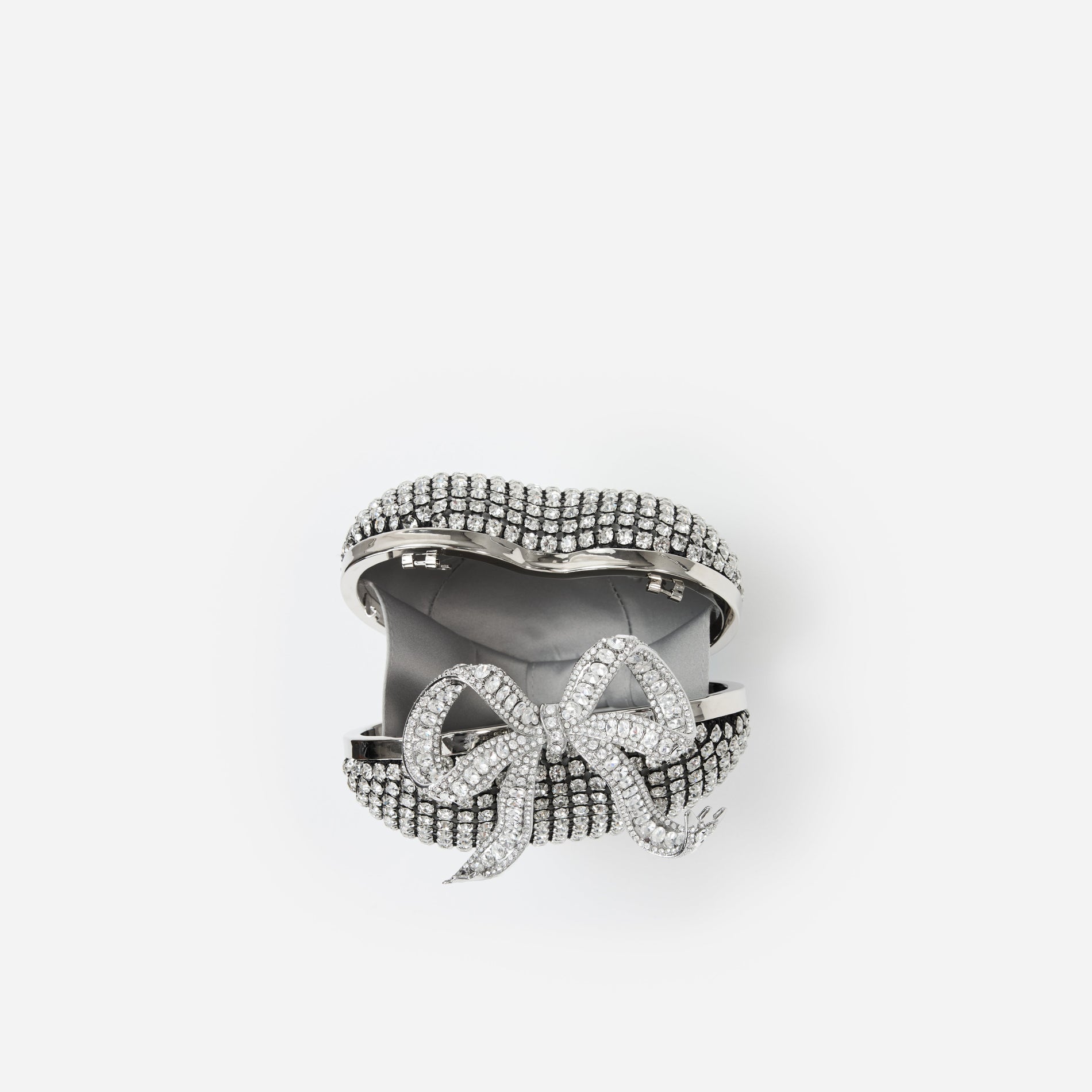 Silver Crystal Heart Clutch