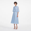 Blue Chiffon Cape Midi Dress