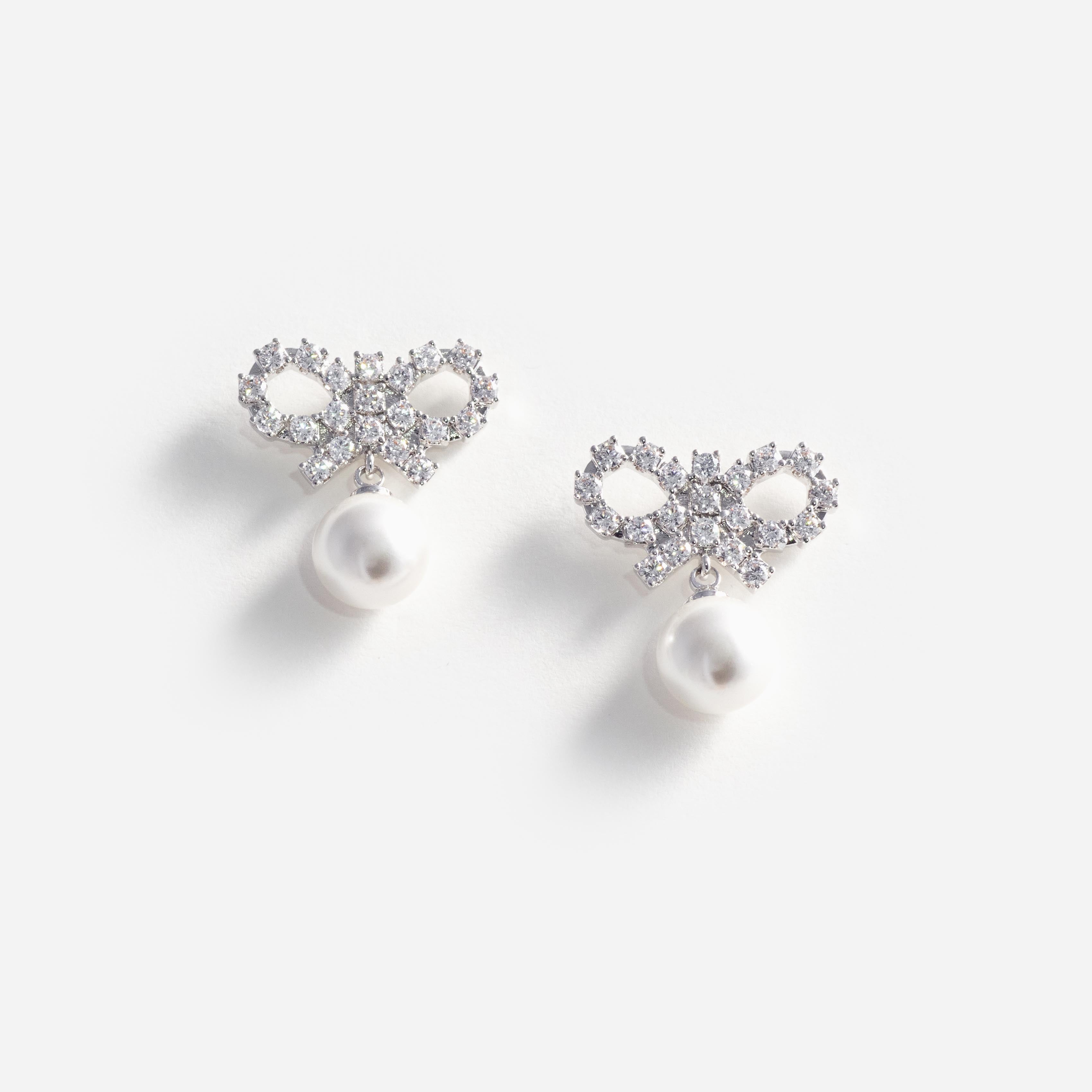 Micro Bow Pearl Earrings – self-portrait-EU