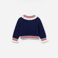 Navy Textured Pointelle Knit Cardigan