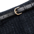 Grey Textured Denim Mini Skirt