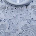Blue Flower Lace Contrast Collar Midi Dress