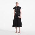 Black Boucle Bow Midi Dress