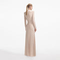 Gold Rhinestone Mesh Cut Out Maxi Dress