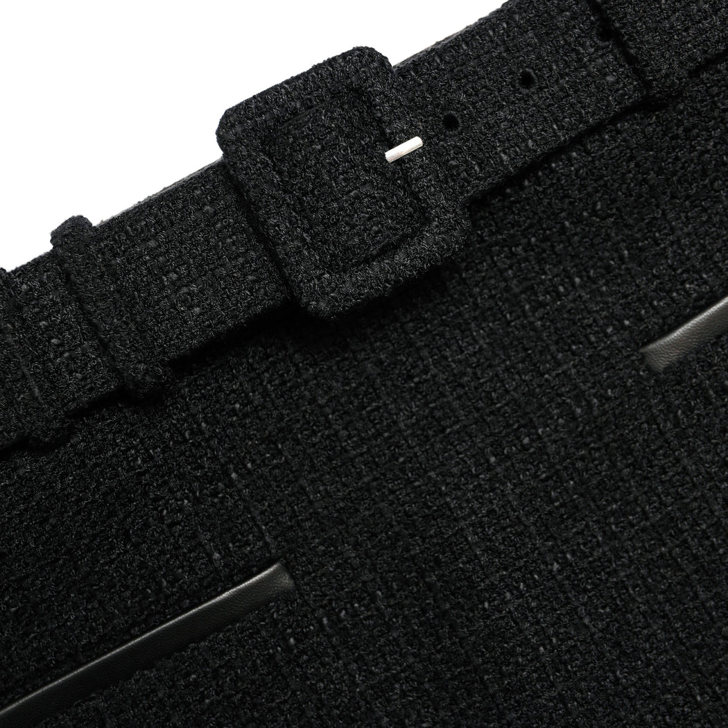 A close up of the fabric for the Black Boucle Mini Skirt