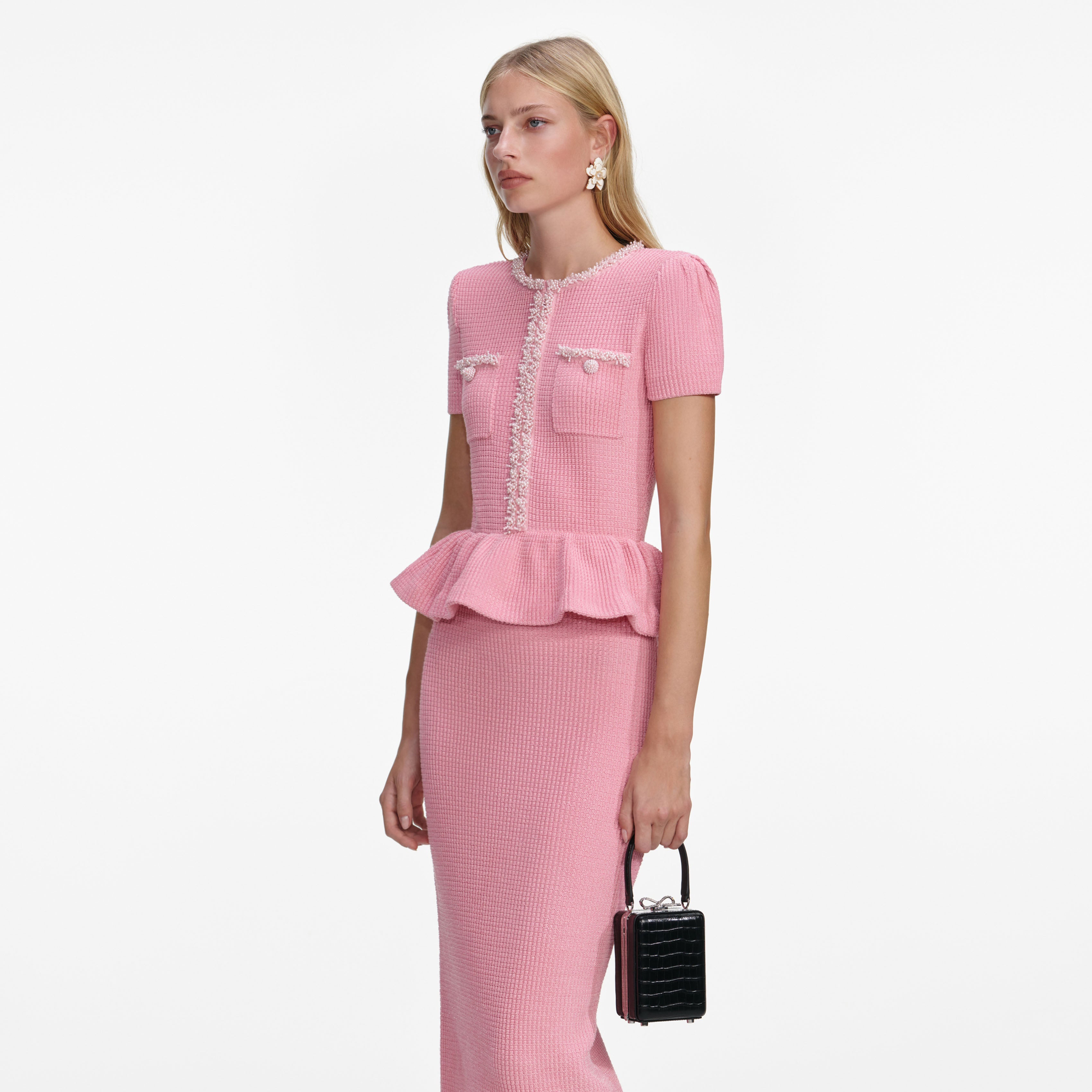 Black Croc Leather Micro Bag