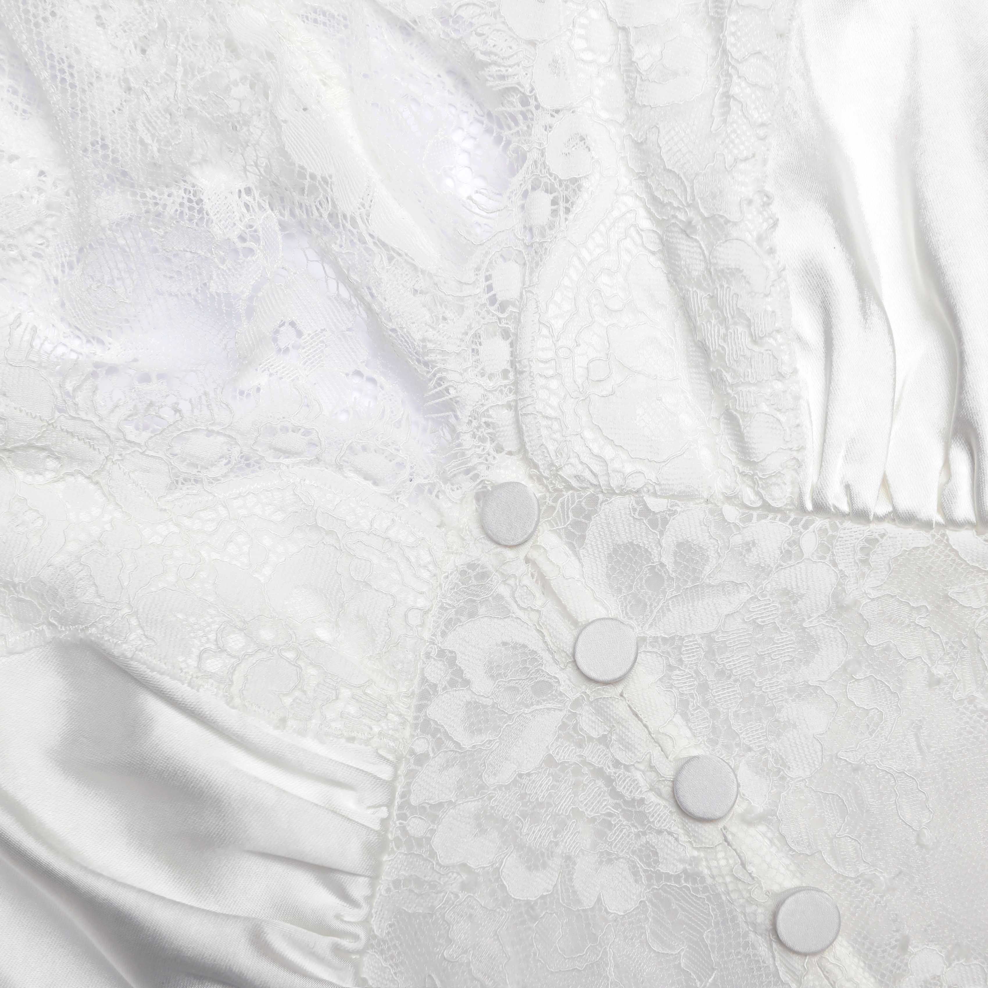 White Fine Lace Satin Maxi Dress