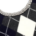 Grey Argyle Crystal Trim Jumper