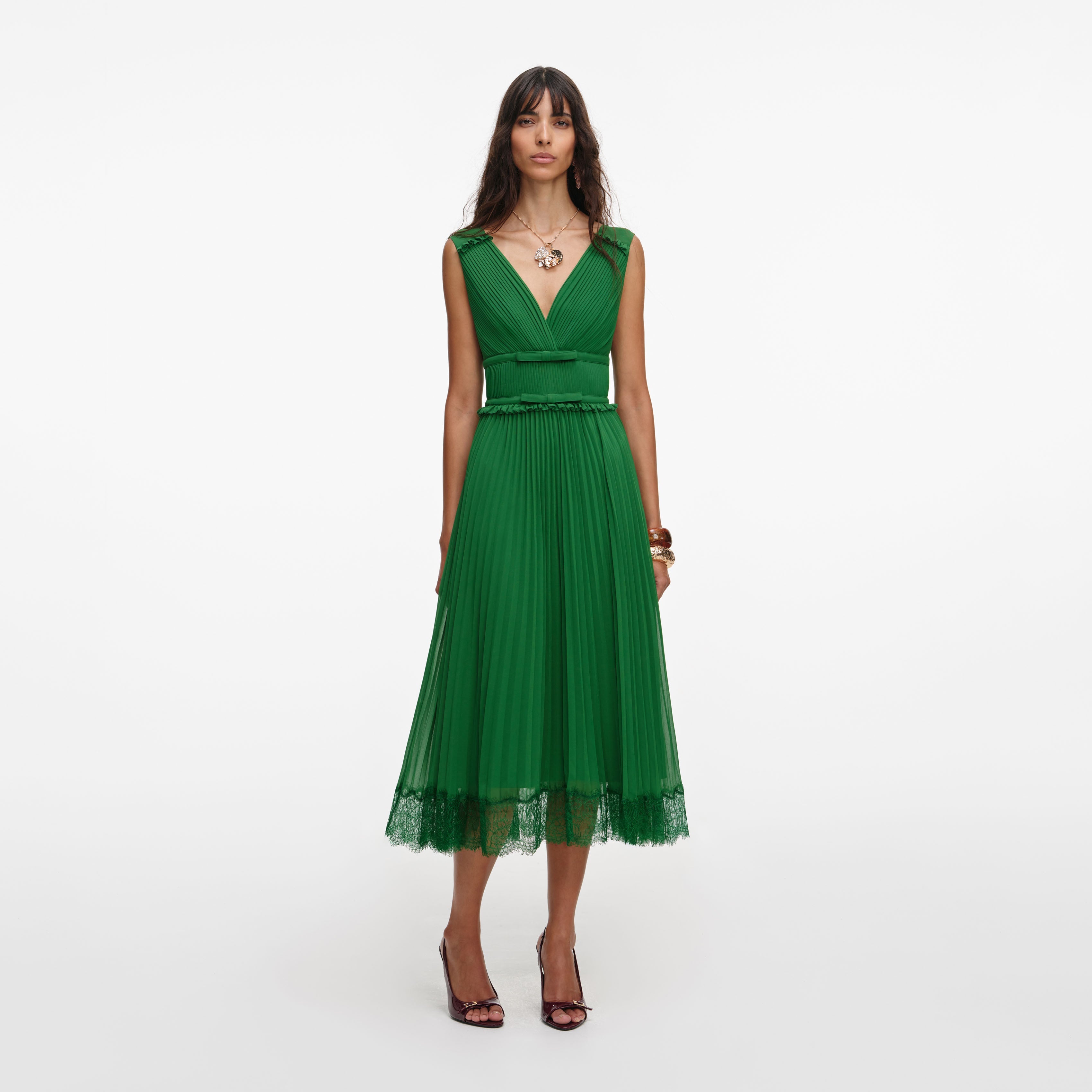 green chiffon midi dress – self-portrait-EU Color:GOLD GRACE KARIN Women's One formal wedding reception dress Summer dress